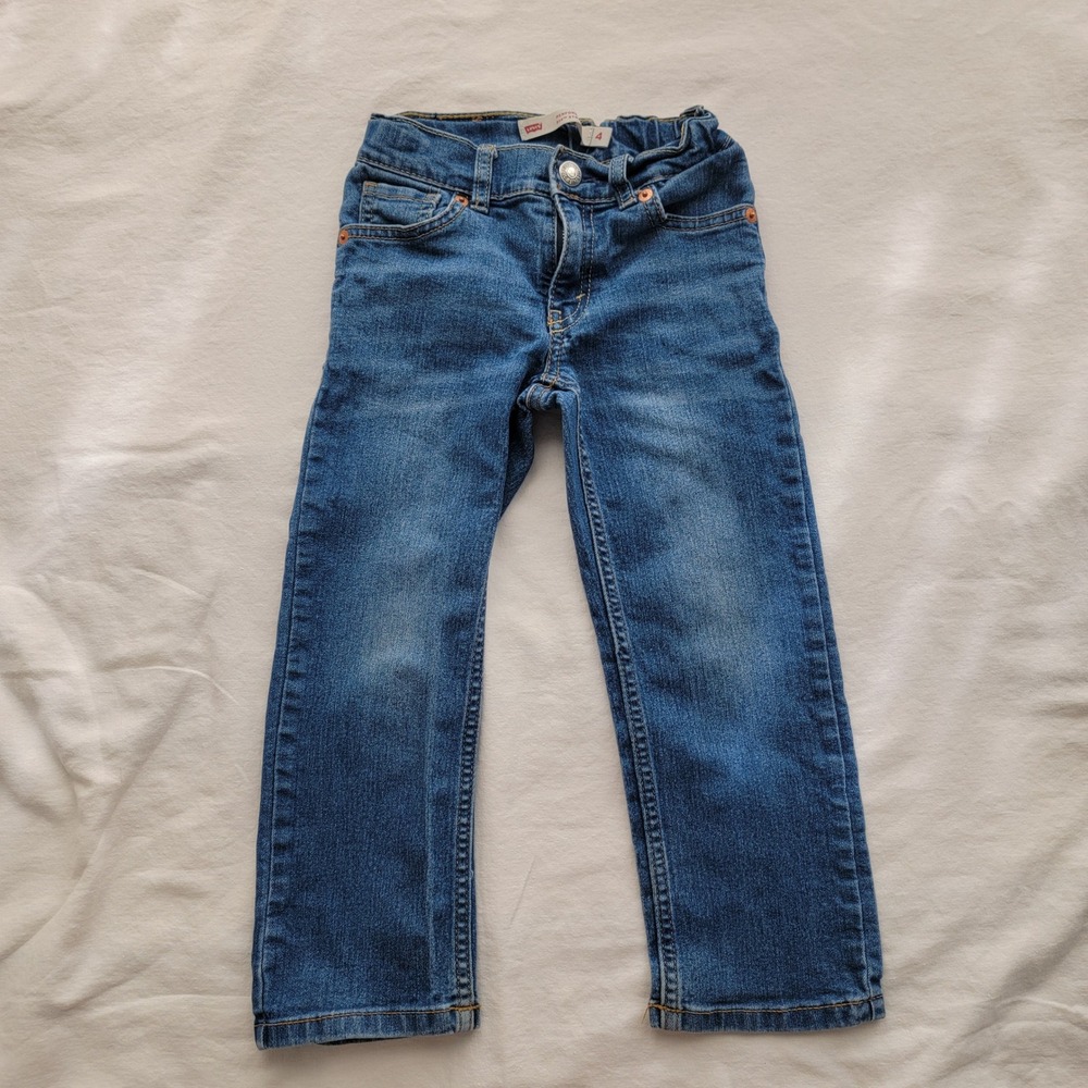 Levis 514 Performance Straight Jeans Boys Size 4 Reg Medium Wash Blue Denim